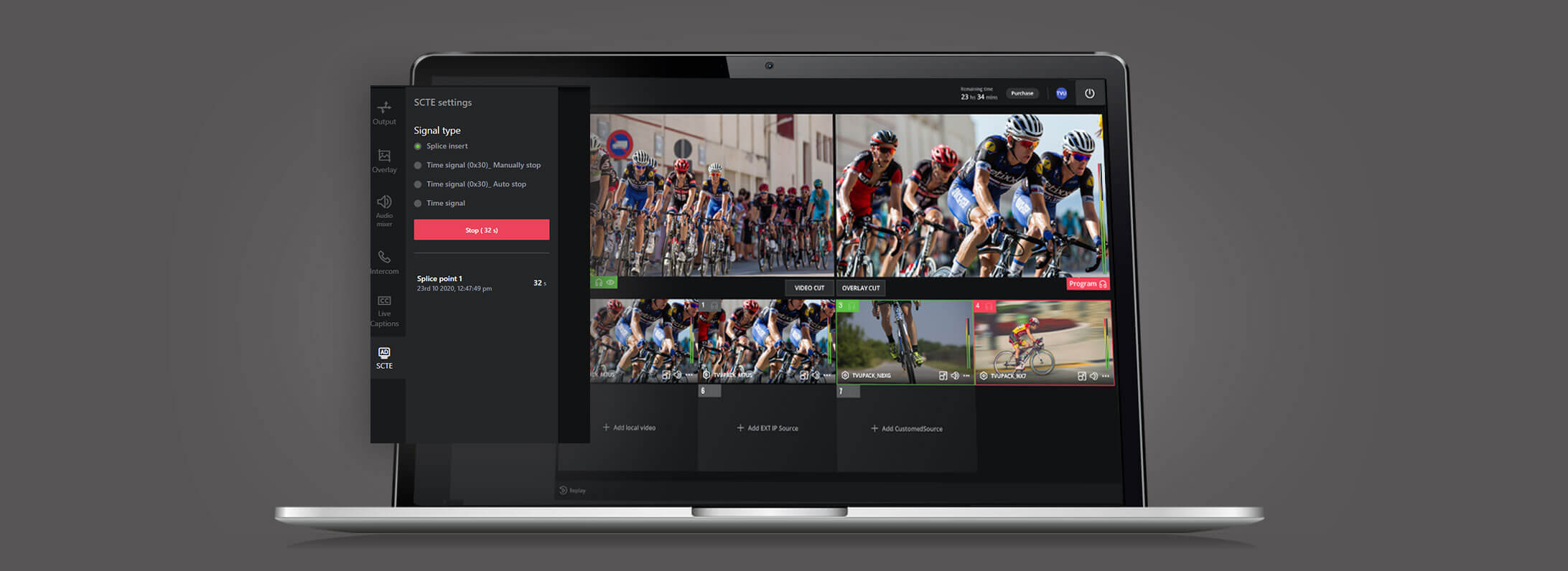 SCTE insertion for live video ads and remote production broadcasts