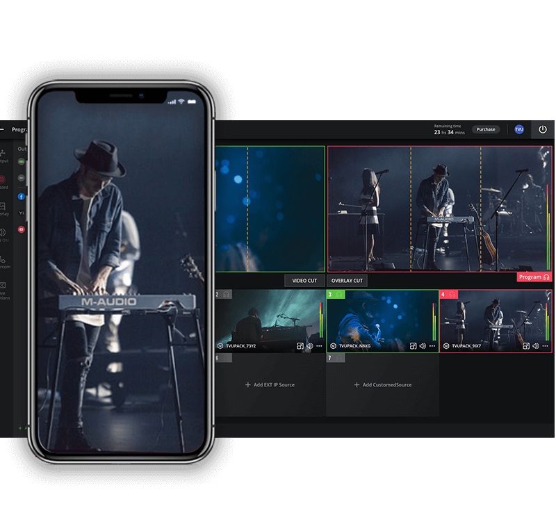 Software de producción de vídeo en directo basado en la nube para salida de streaming vertical