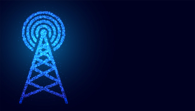 Cell phone tower on the black background