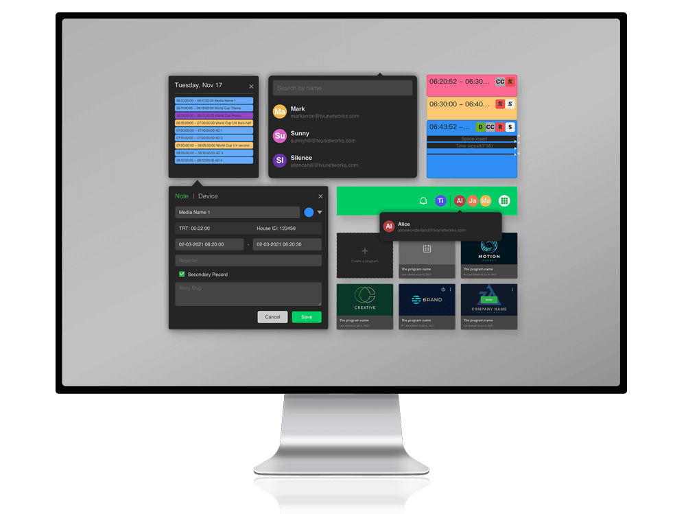 TVU Channel broadcast scheduling interface and FAST channel management